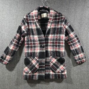 Wilfred Free Aritzia Off Duty Plaid Jacket Red / Black Coat Women's Size XS Wool